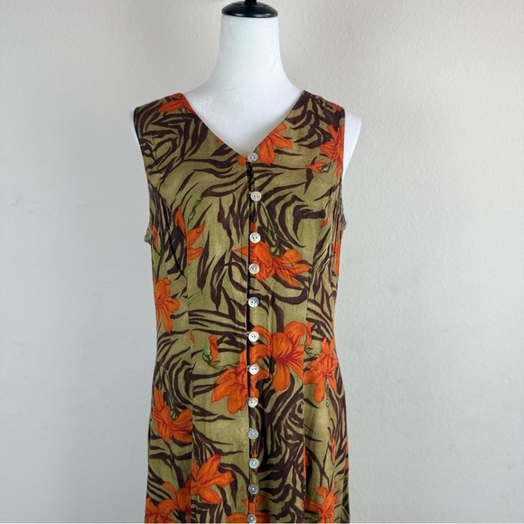 Betsy Lauren Women’s Tropical Floral Button Front Maxi Dress Size 12 - Picture 5 of 11